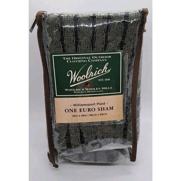 Woolrich Cable Knit Euro Sham 26x26 Throw Pillow Cover Masculine Sage Rustric - Picture 1 of 7